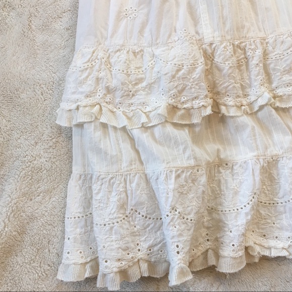 LaRok | white cotton tiered midi sun dress XS - Picture 2 of 8